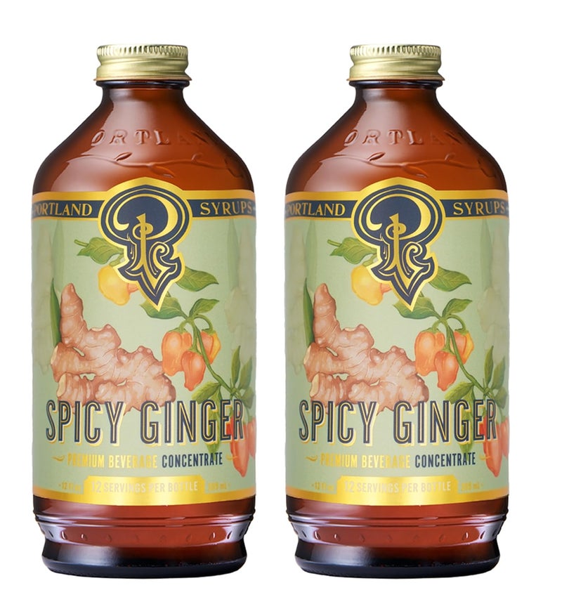 Portland Syrups Spicy Ginger Syrup - Extra Spicy Heat and Fresh Ginger Flavor - Premium Beverage Concentrate for Cocktails, Mocktails, Tea, and More - 12 oz with 24 Servings (Pack of 2) - Image 1